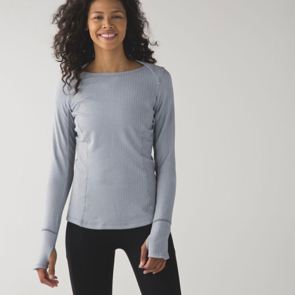 Lululemon Kanto Catch Me Thermal Run Longsleeve Top Heathered Herringbone